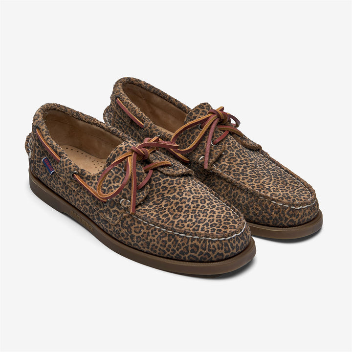 Brown leopard Men's Nautical Moccasin Boat Shoes 2