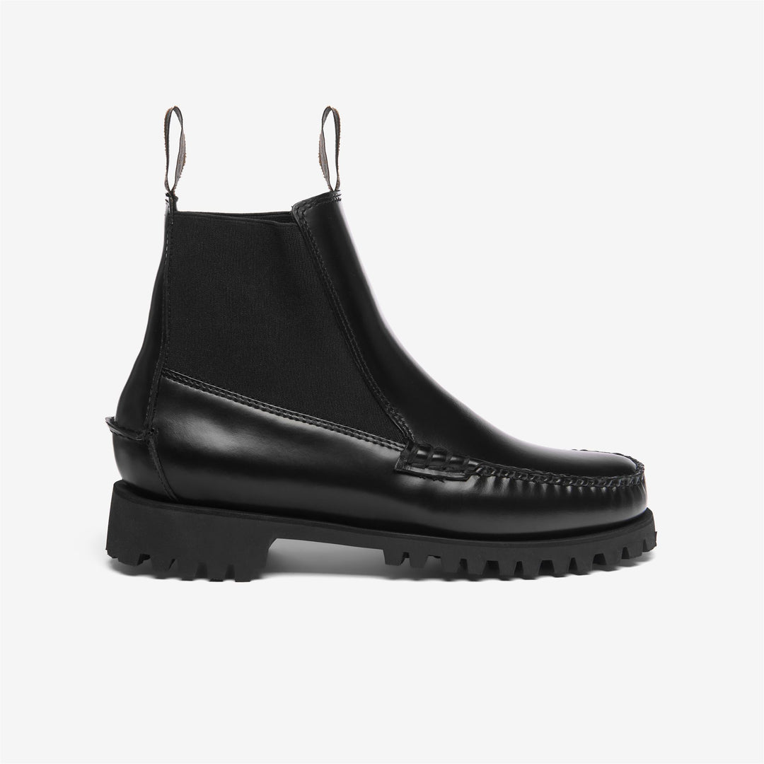 Black Women's Chelsea Boots with Rubber Lug Sole 01