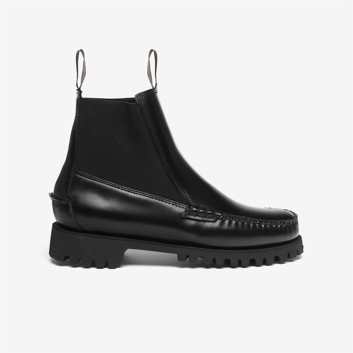 Black Women's Chelsea Boots with Rubber Lug Sole 1