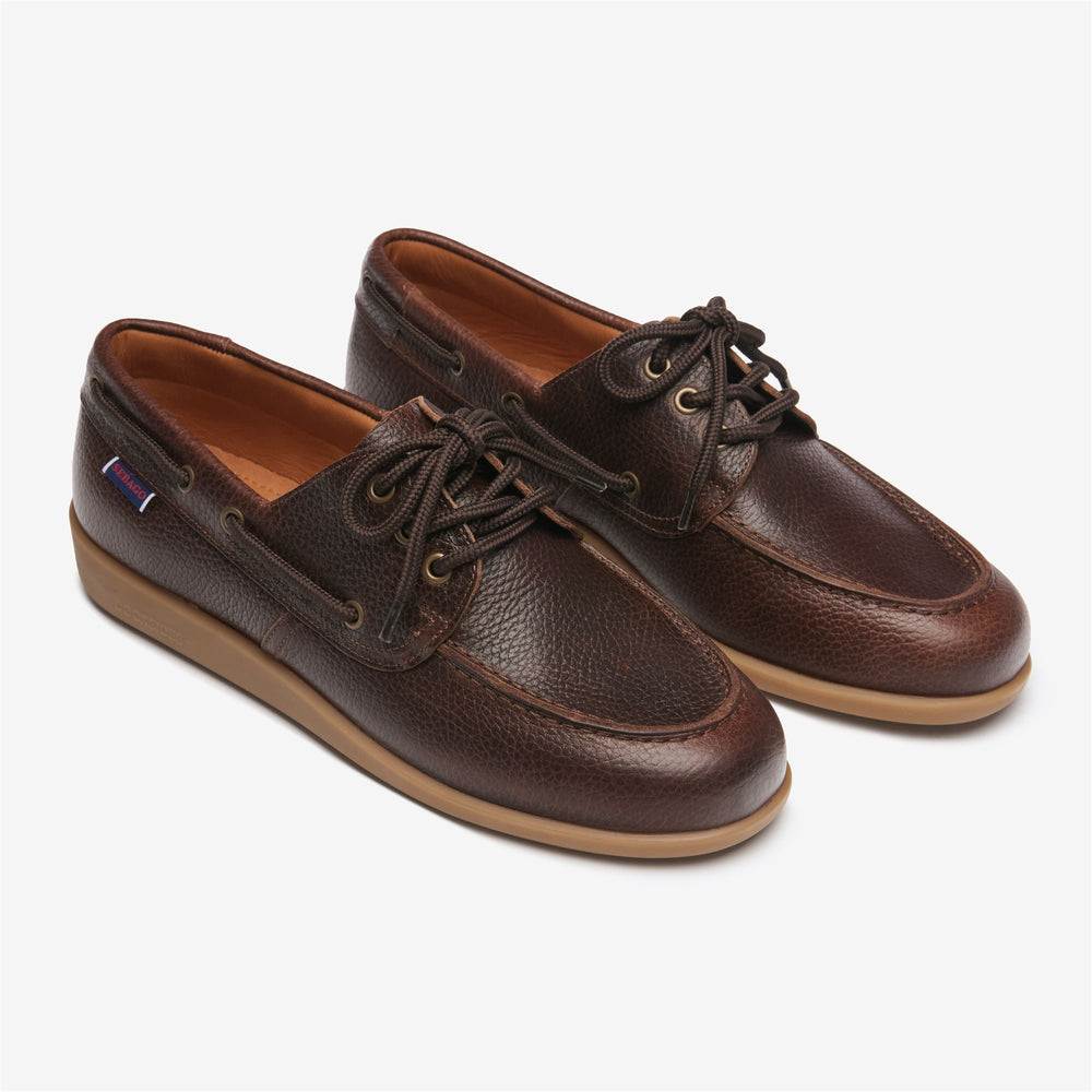 Mocassino da uomo in pelle marrone con suola in gomma 02