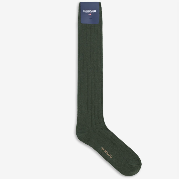 Calcetines verdes unisex hasta la rodilla para el tiempo libre con diseño acanalado. 1