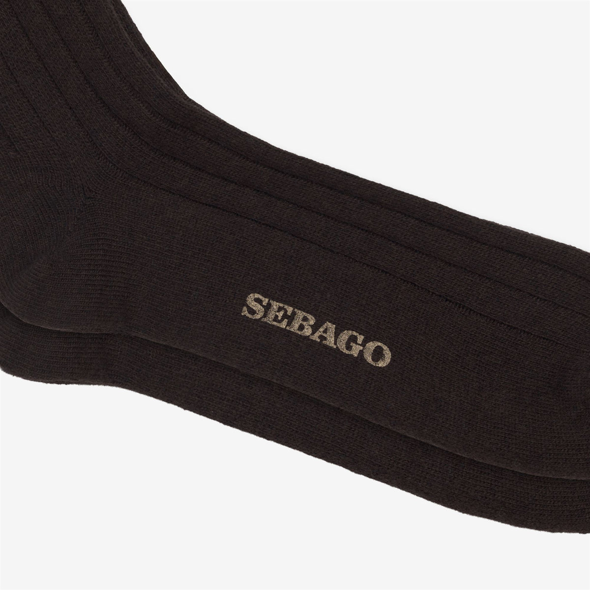 Brown Unisex Wool Cashmere Ribbed Knee-High Sock