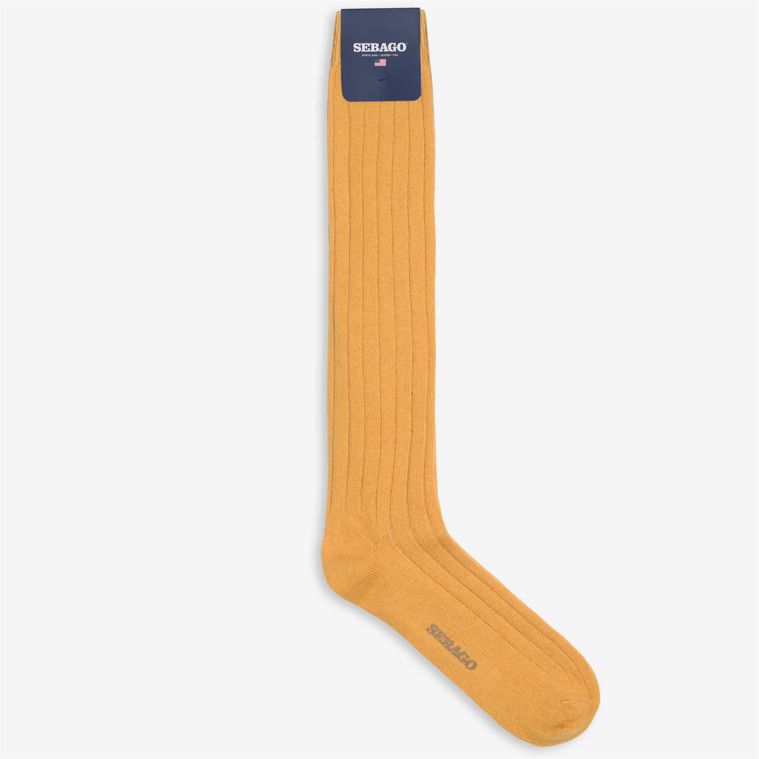 Calcetines altos unisex de canalé amarillos para ocio 01