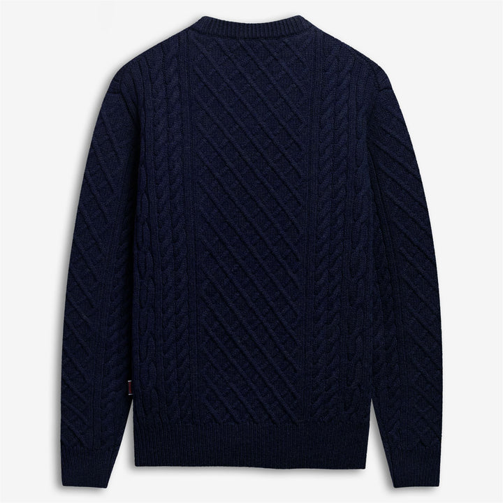Intensiv blauer Unisex-Pullover aus Shetlandwolle mit Zopfmuster 2
