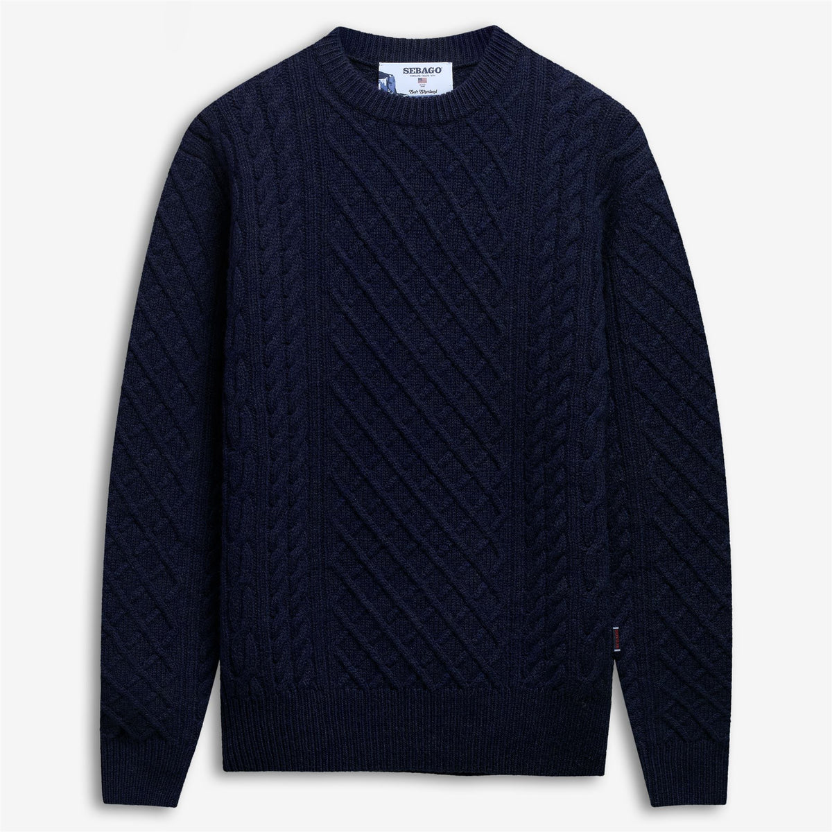 Blue Unisex Wool Cable Knit Sweater