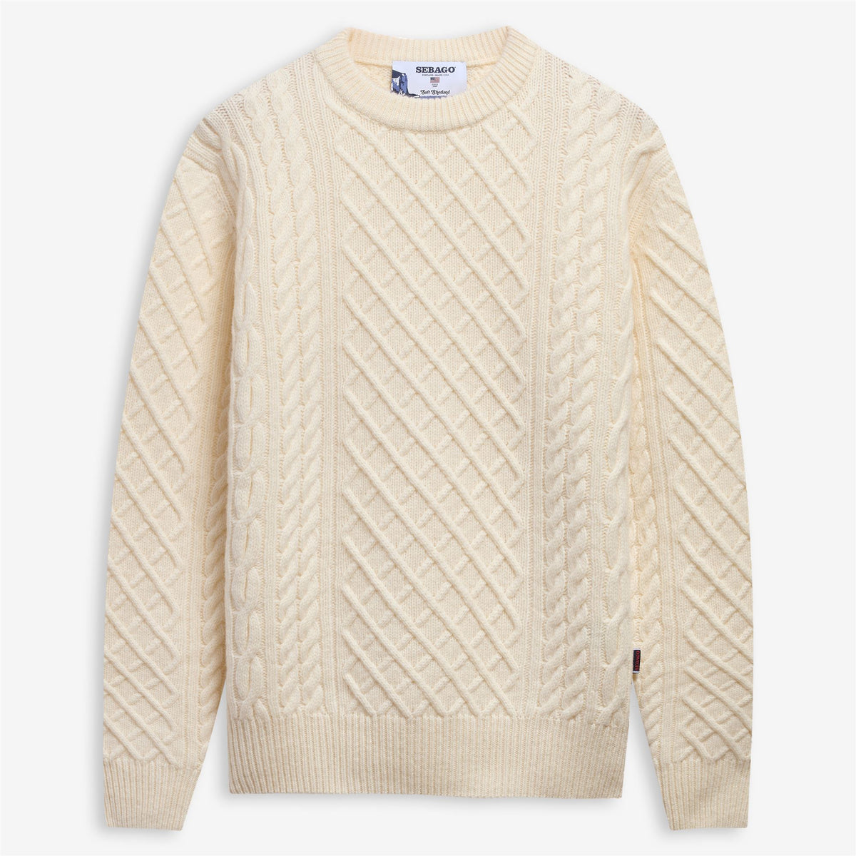 White Unisex Wool Cable Knit Jumper