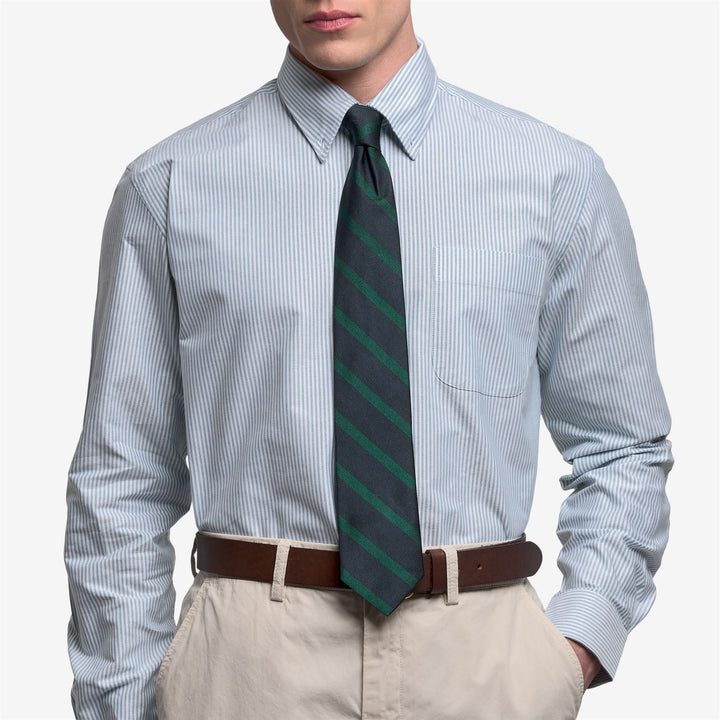 Blaue Herren-Seidenkrawatte im Regimentsstil für elegante und legere Looks 3