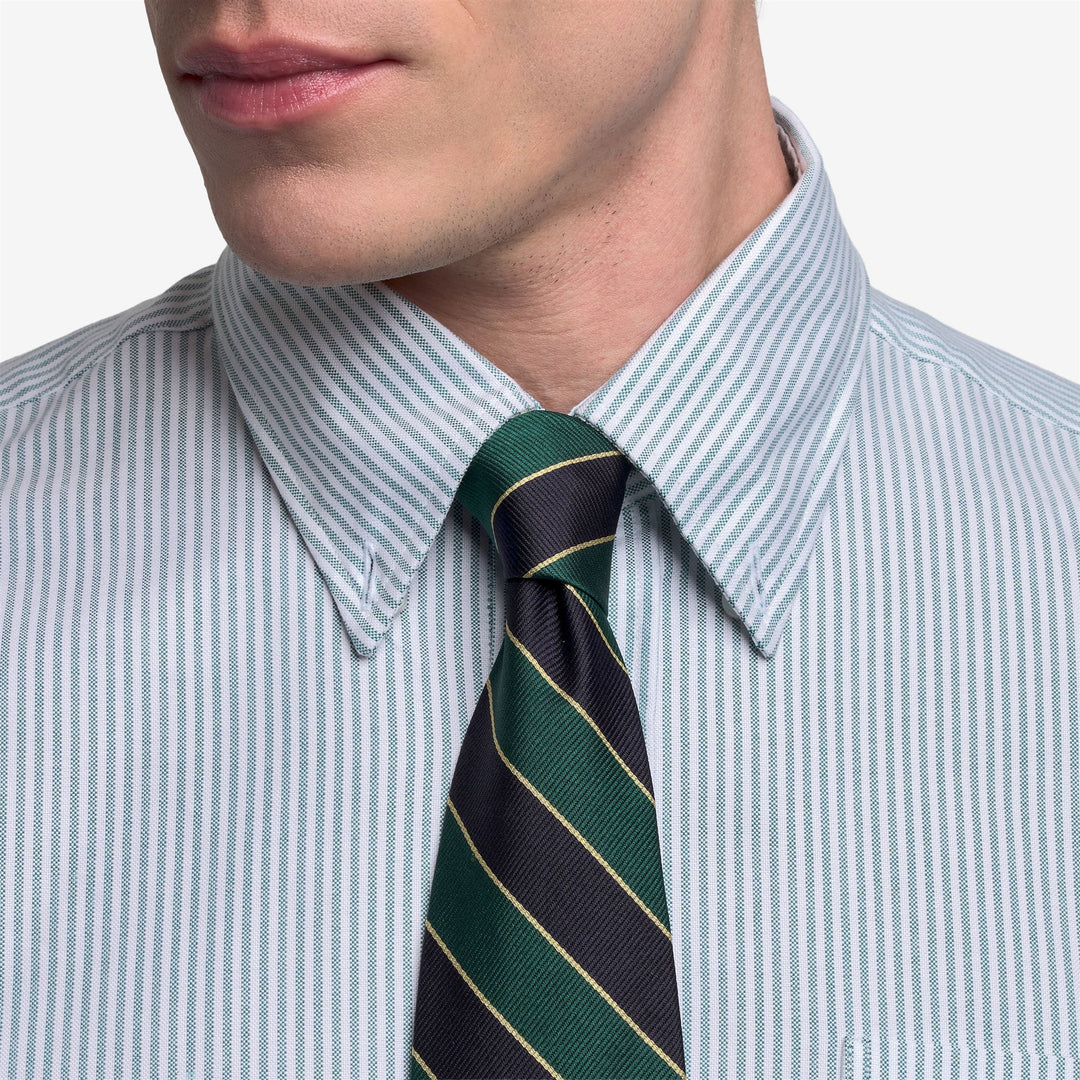 Cravate régimentaire en soie bleue pour homme, idéale pour les loisirs et les occasions formelles. main