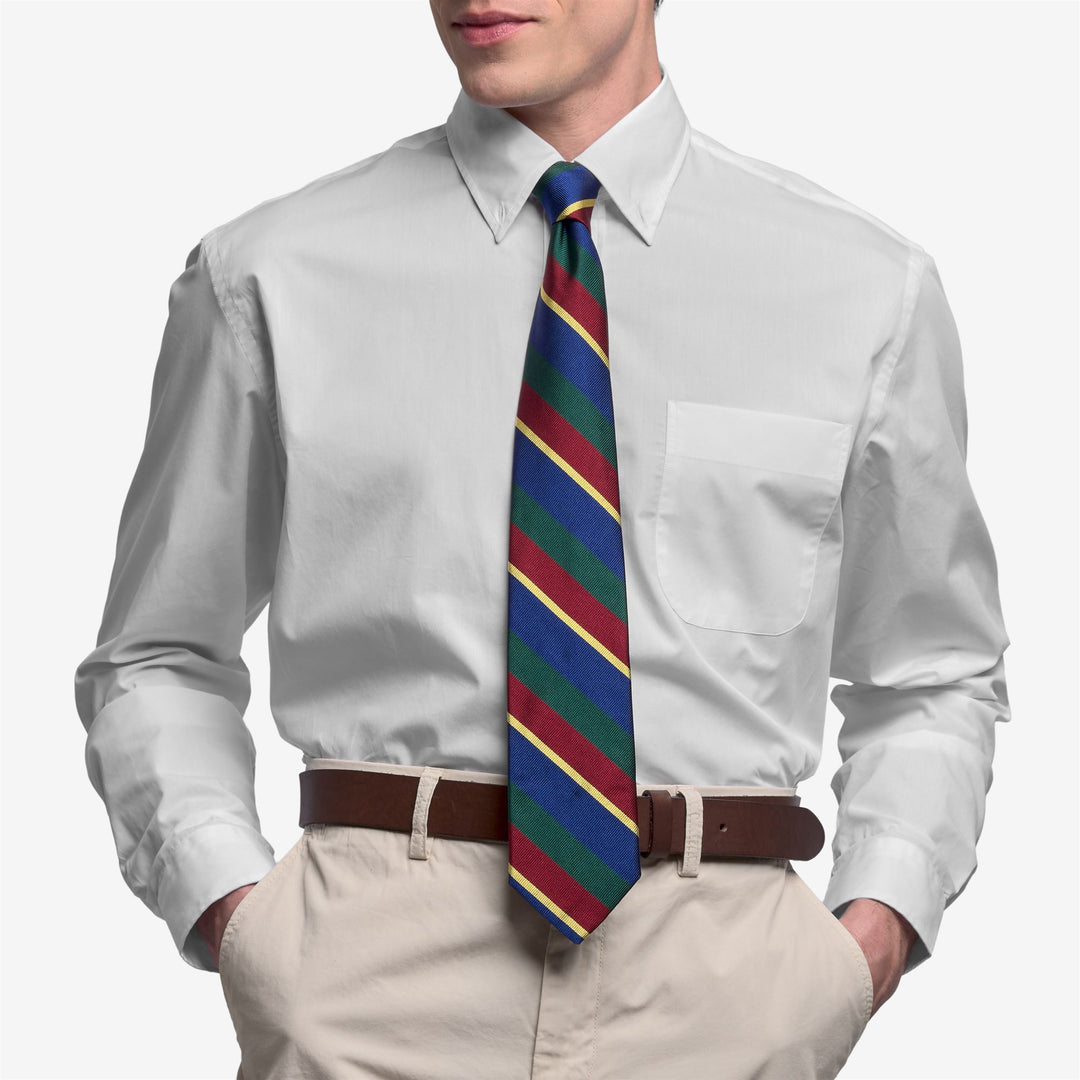 Grüne Herren-Seidenkrawatte im Regimentsstil für Freizeitveranstaltungen main