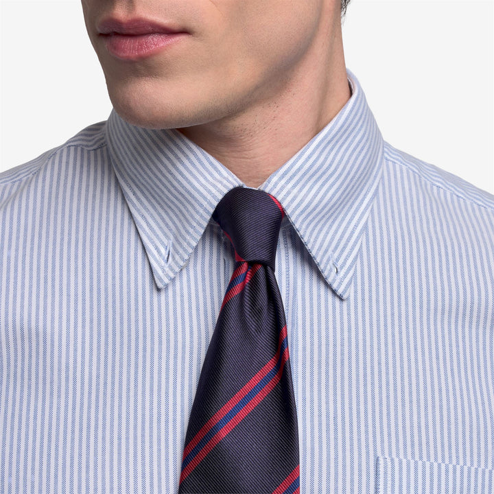 Blue Men's Regimental Tie with Diagonal Stripes 4