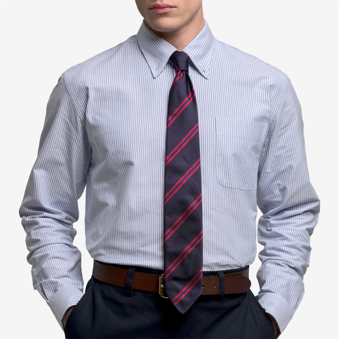 Blue Men's Regimental Tie with Diagonal Stripes main