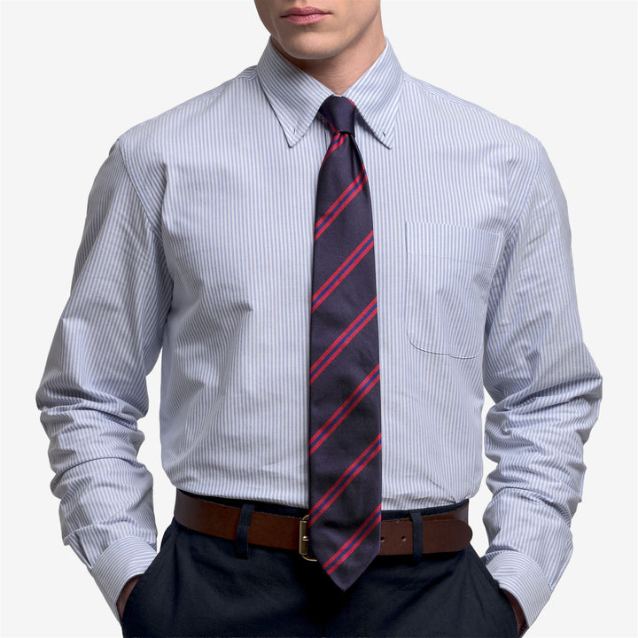 Blue Men's Regimental Tie with Diagonal Stripes 3