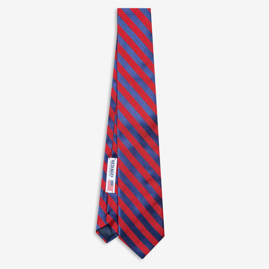 Corbata de seda estilo regimiento para hombre en azul real y rojo 01