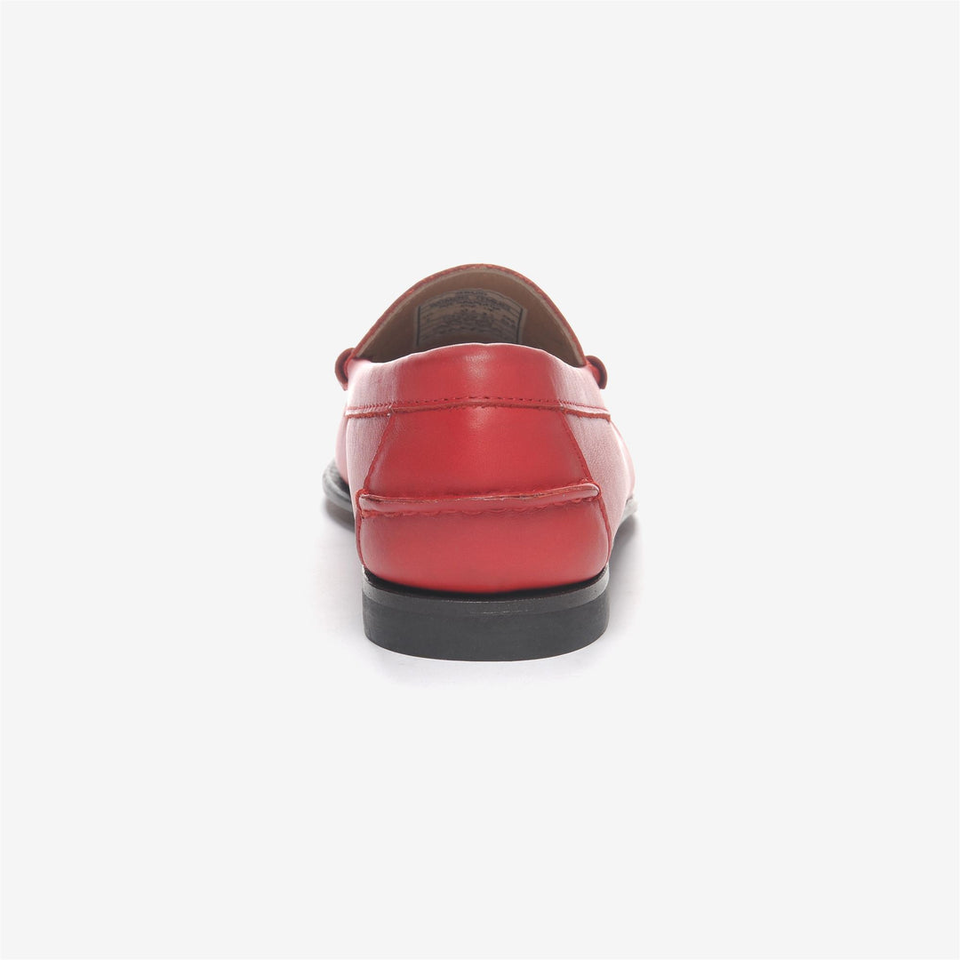 Mocassins décontractés en cuir marron et rouge pour femmes main