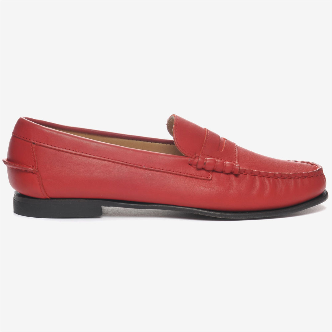 Mocassini Casual in Pelle Rossa Marrone Donna Slip-On 01