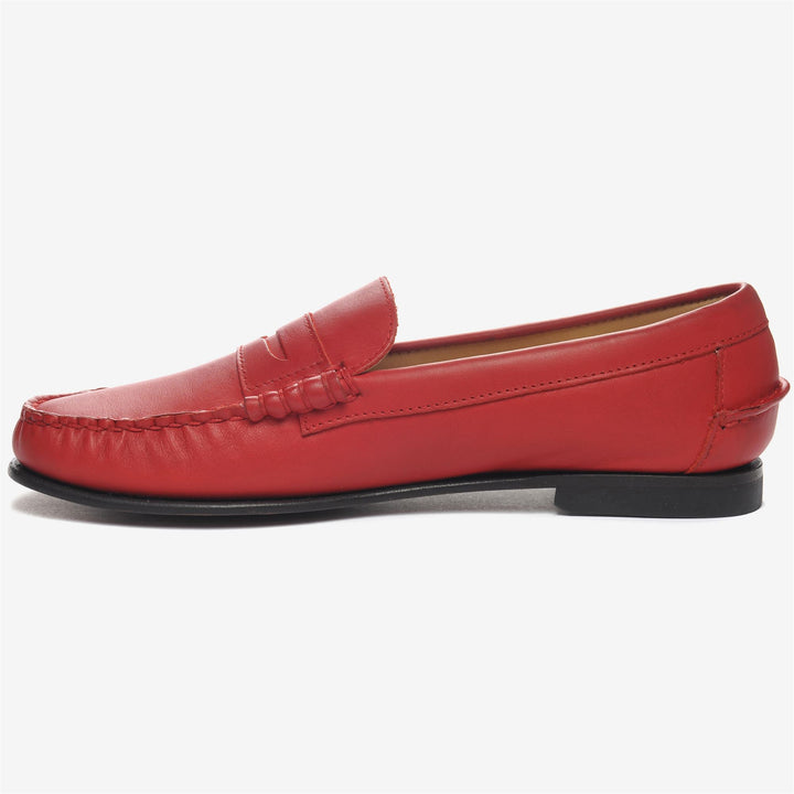 Mocassins décontractés en cuir marron et rouge pour femmes 3