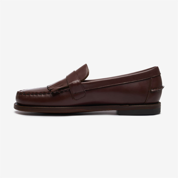 Mocasines de piel marrón para mujer con detalle de flecos 3