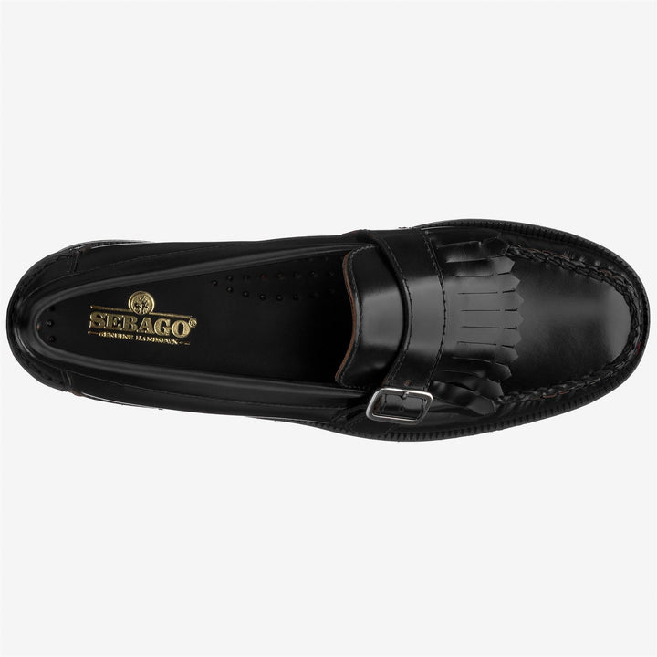 Mocasines negros de piel para mujer con detalle de flecos 4