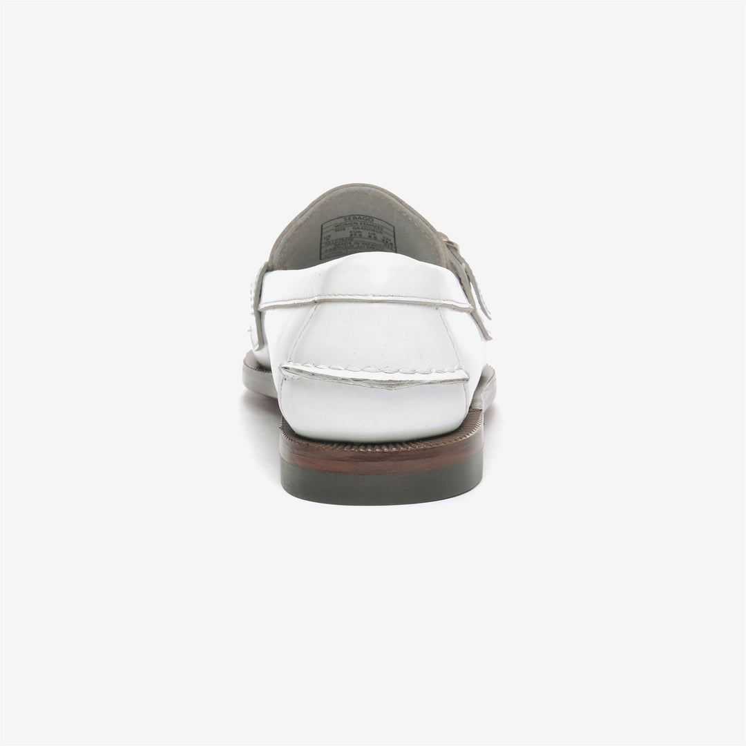 White Women's Business Moccasin Loafers with Leather Detailing main