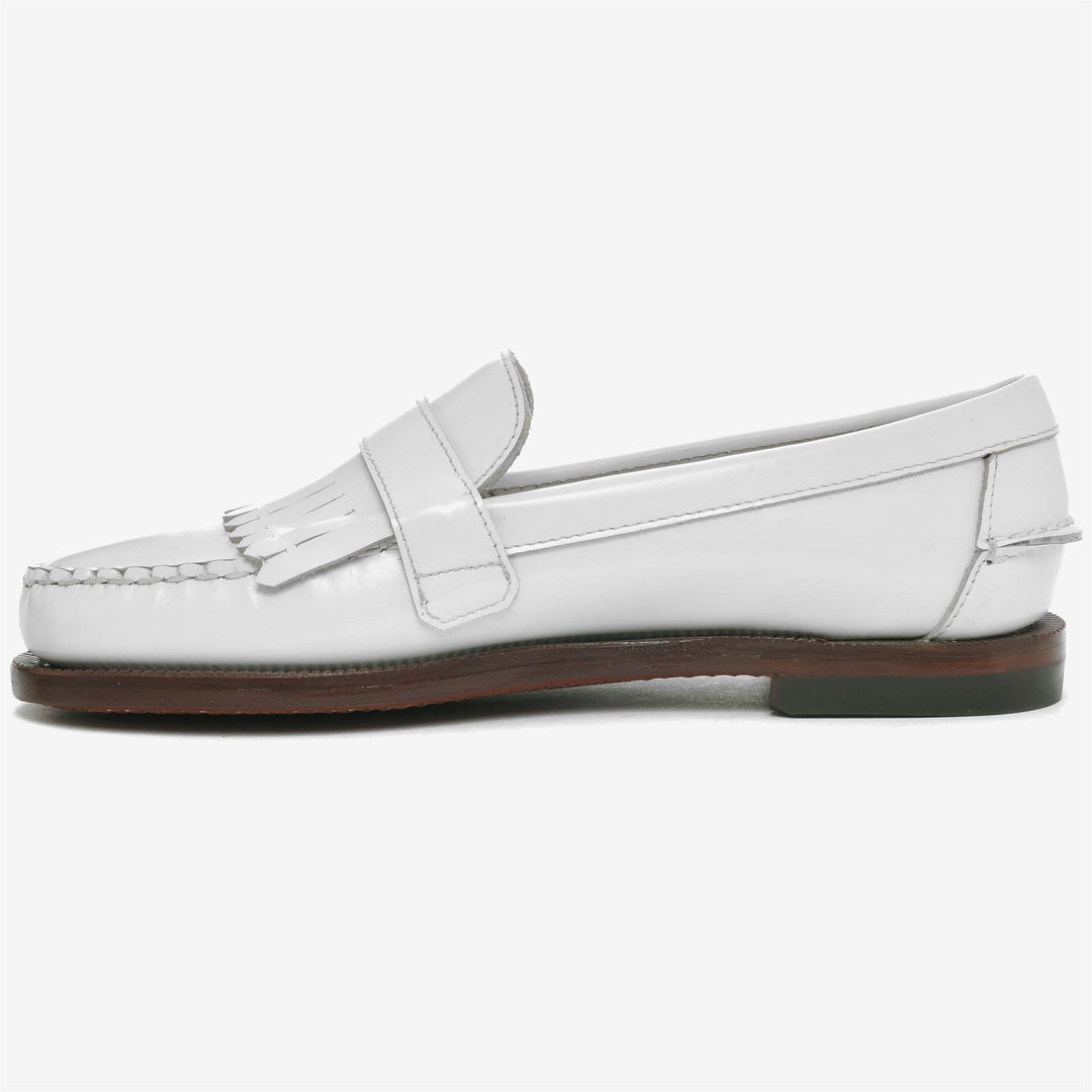 White Women's Business Moccasin Loafers with Leather Detailing main