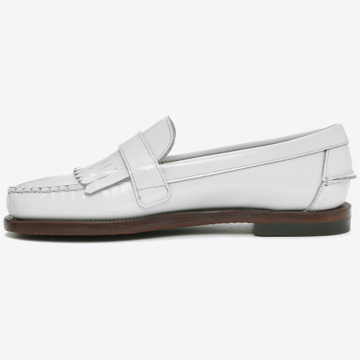 White Women's Business Moccasin Loafers with Leather Detailing 3
