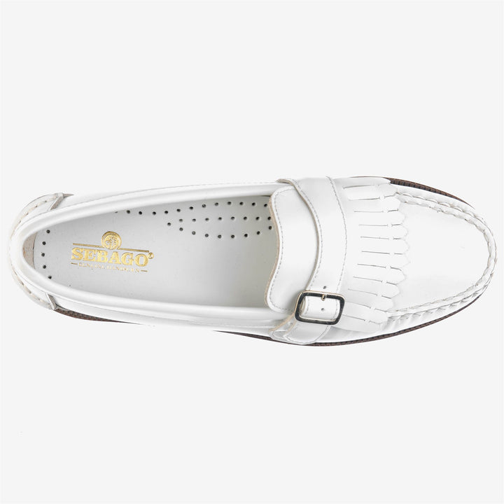 White Women's Business Moccasin Loafers with Leather Detailing 4