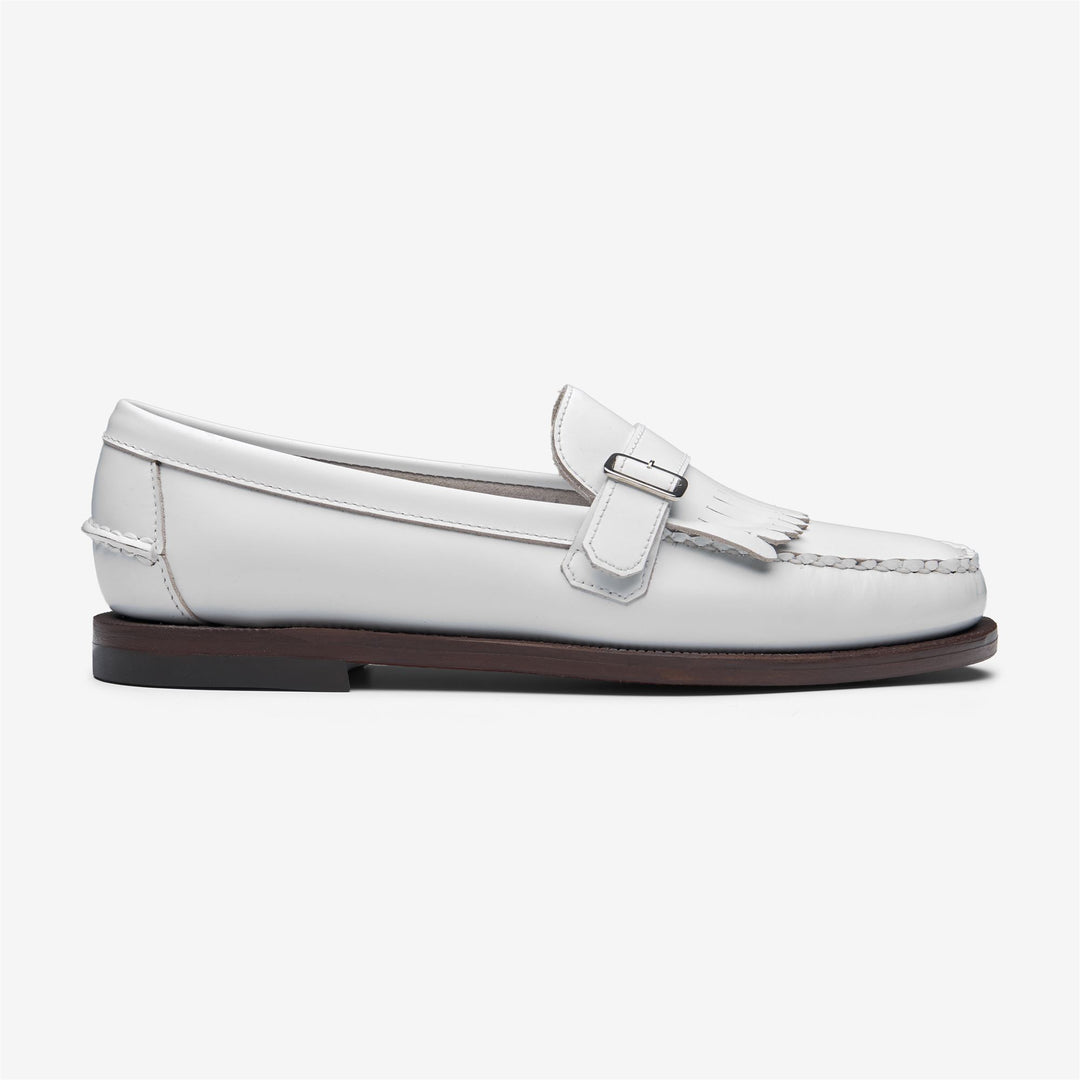 Weiße Business-Mokassins für Damen mit Lederdetails 01