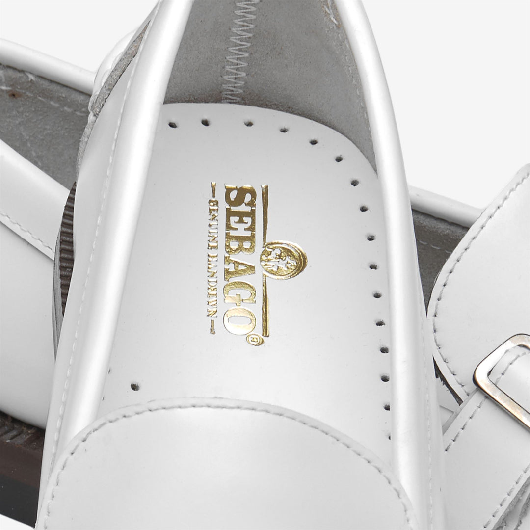 White Women's Business Moccasin Loafers with Leather Detailing main