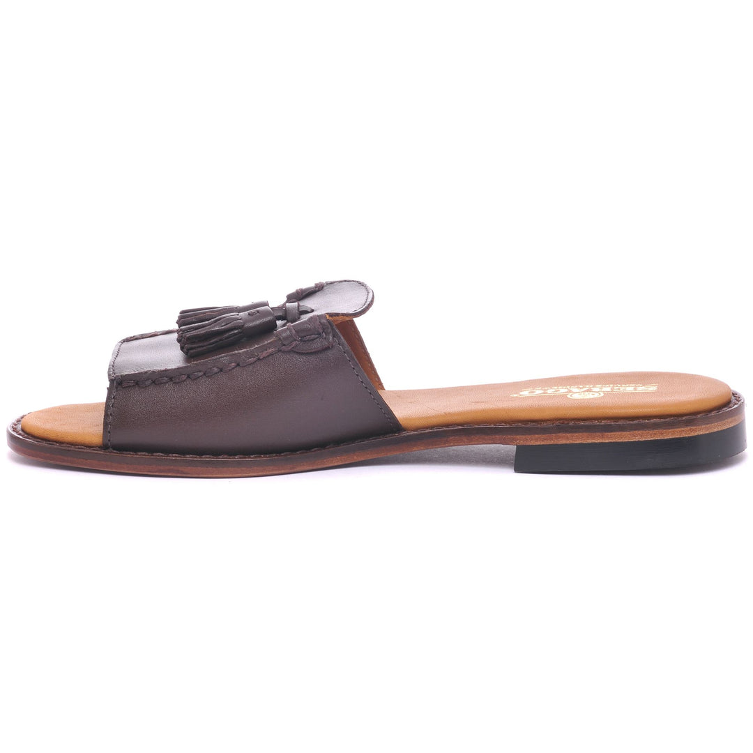 Brown Women's Casual Slip-On Sandals with Leather Upper main