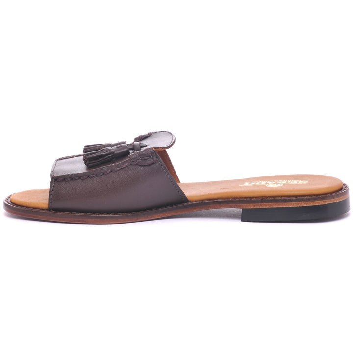 Brown Women's Casual Slip-On Sandals with Leather Upper 3