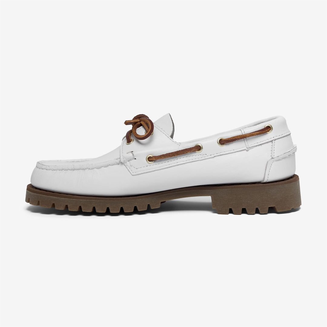White men's outdoor Moccasin Boat Shoes with Gum Sole main