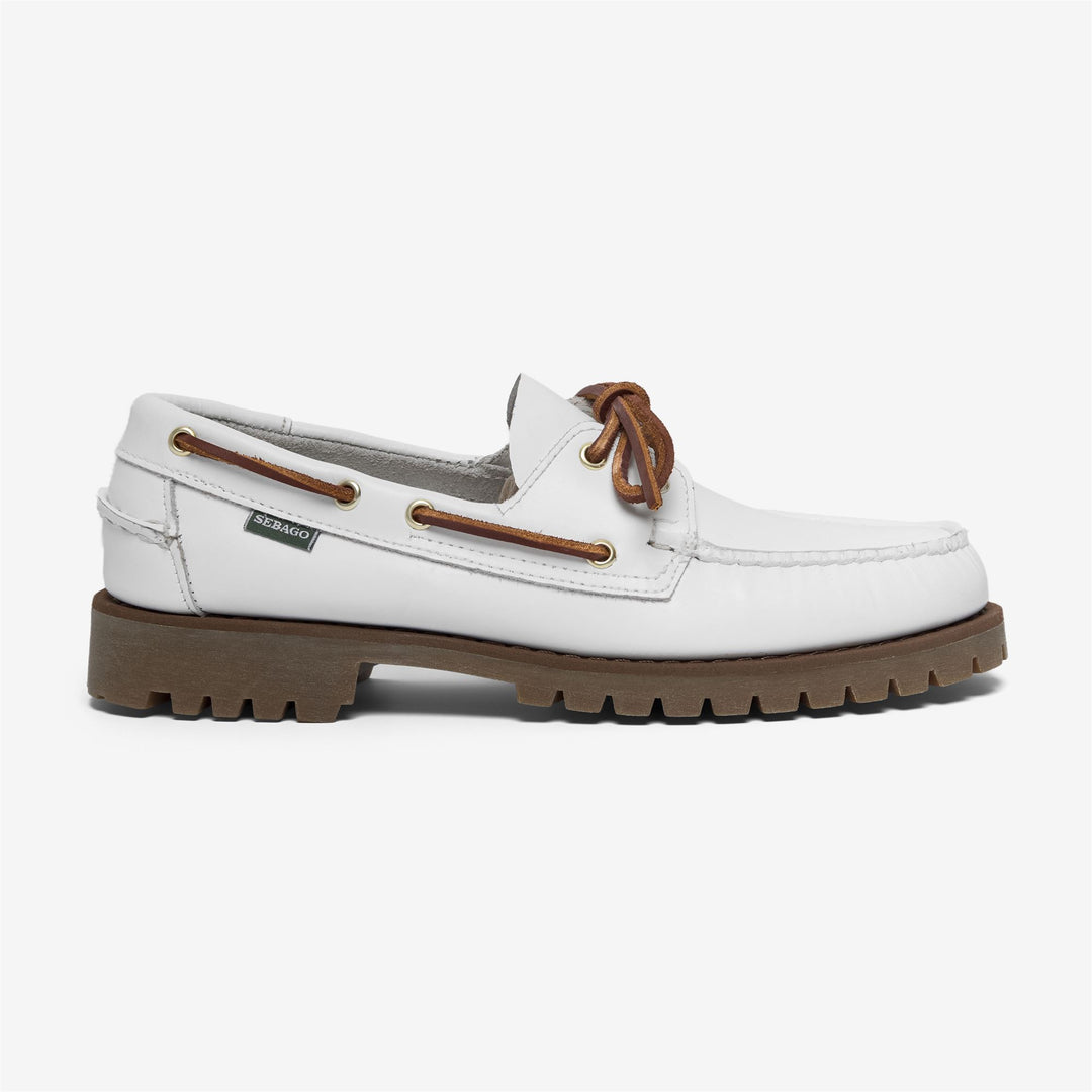White men's outdoor Moccasin Boat Shoes with Gum Sole main