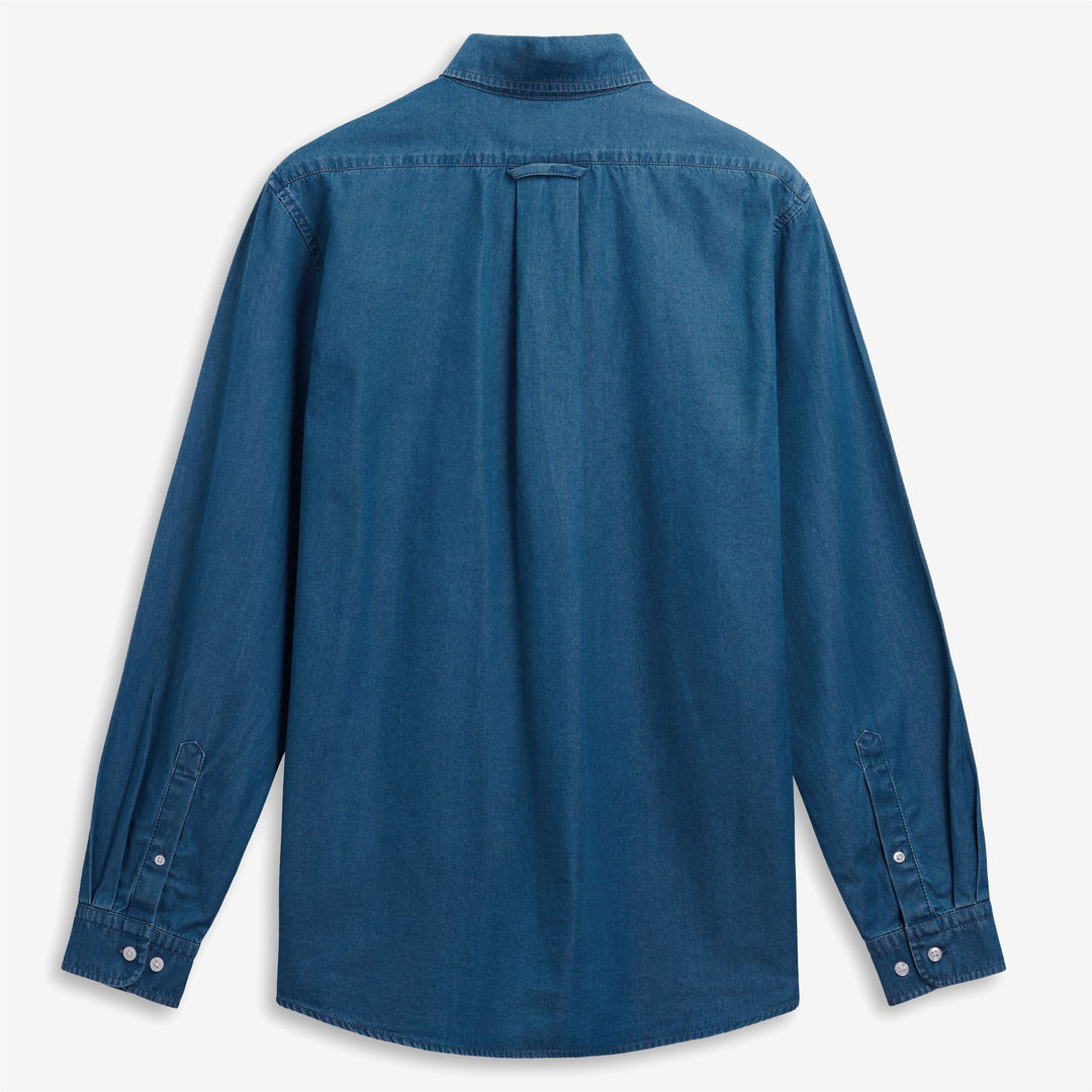 Indigo blue Unisex Casual Denim Shirt with Button-Down Collar main