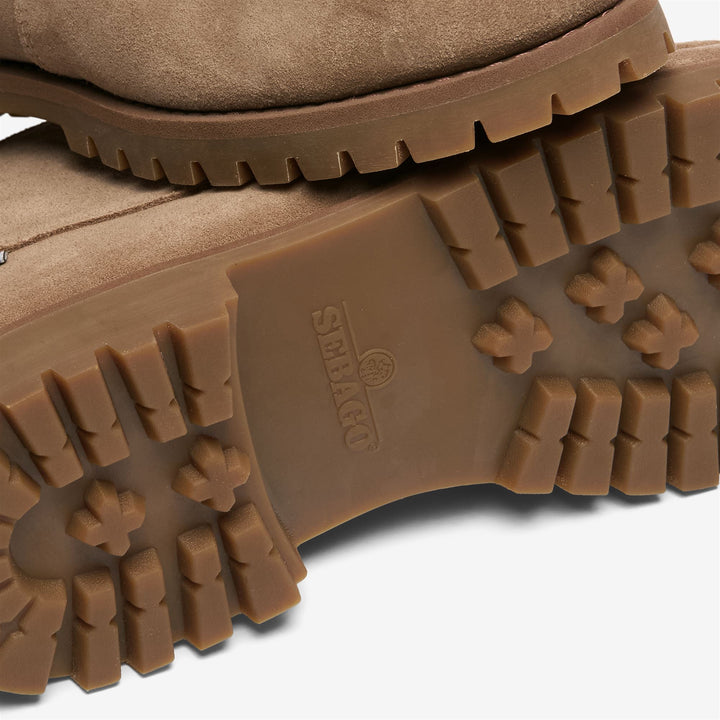 Botines de exterior para hombre de color beige con parte superior de cuero. 5