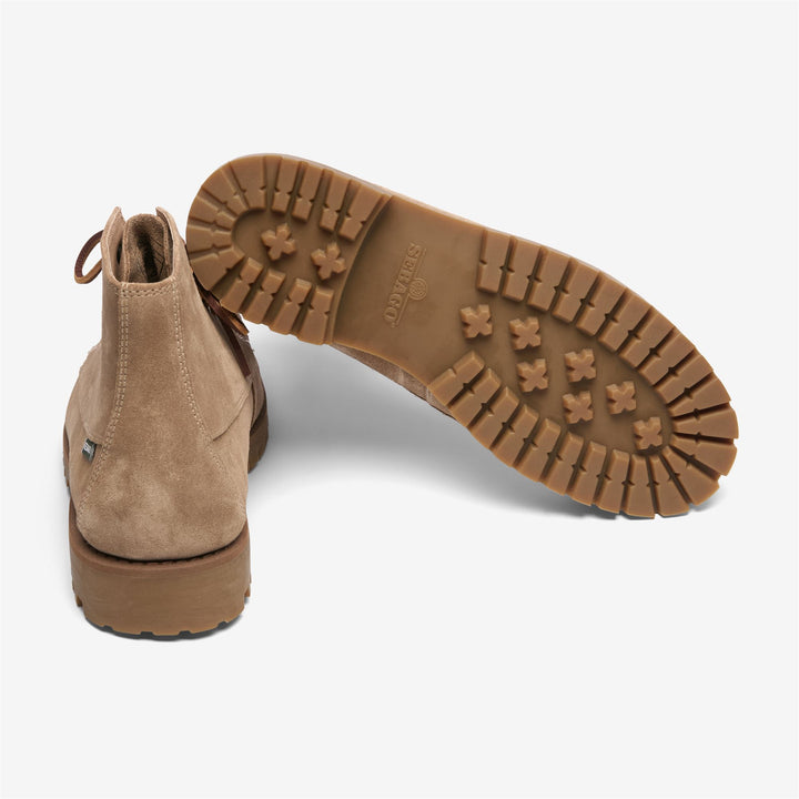 Botines de exterior para hombre de color beige con parte superior de cuero. 4