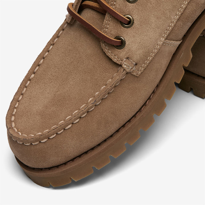 Botines de exterior para hombre de color beige con parte superior de cuero. 6