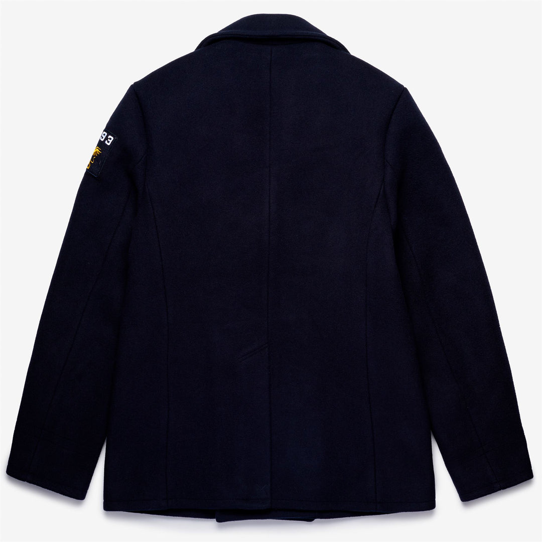 Veste de yachting mi-longue unisexe bleu marine en mélange de laine main