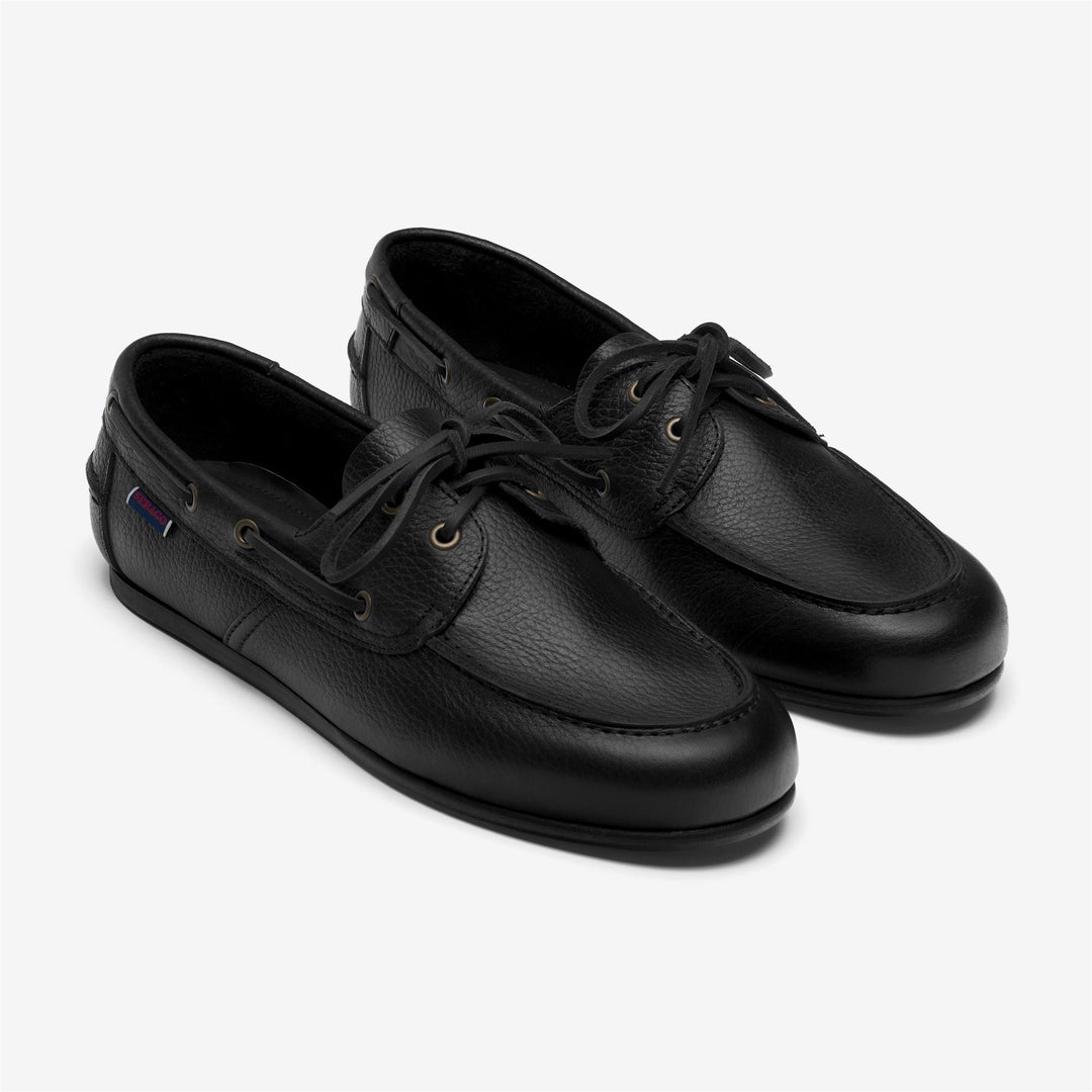 Mocassins en cuir noir pour hommes, style dockside, pour la navigation de plaisance main