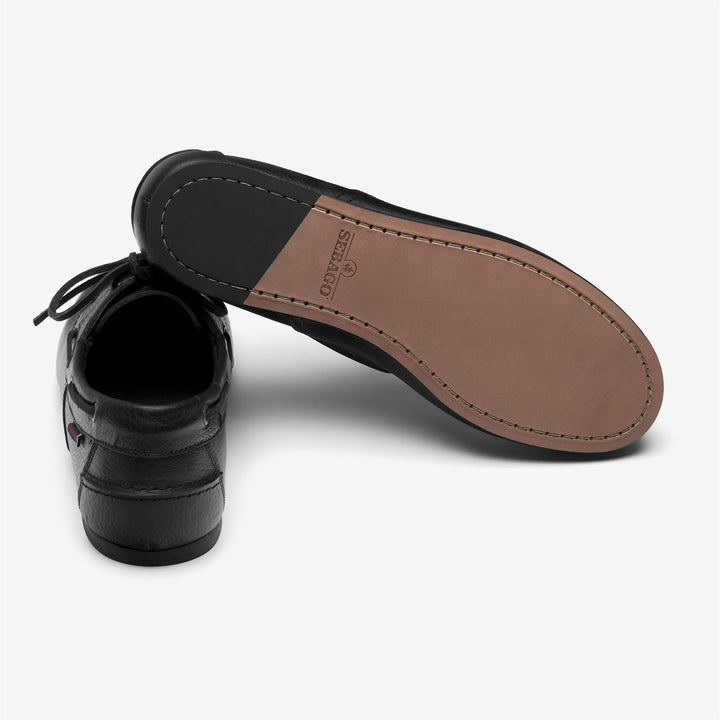 Black Men's Leather Moccasin Docksides for Yachting 4