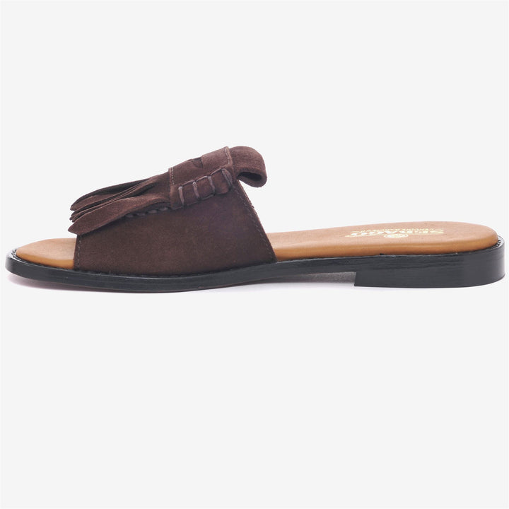 SLIDE FRINGES WOMAN - Sandals - Slip On - Woman - DK BROWN 3