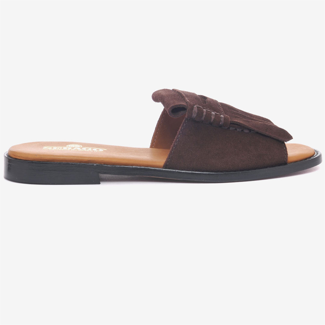SLIDE FRINGES WOMAN - Sandals - Slip On - Woman - DK BROWN 01