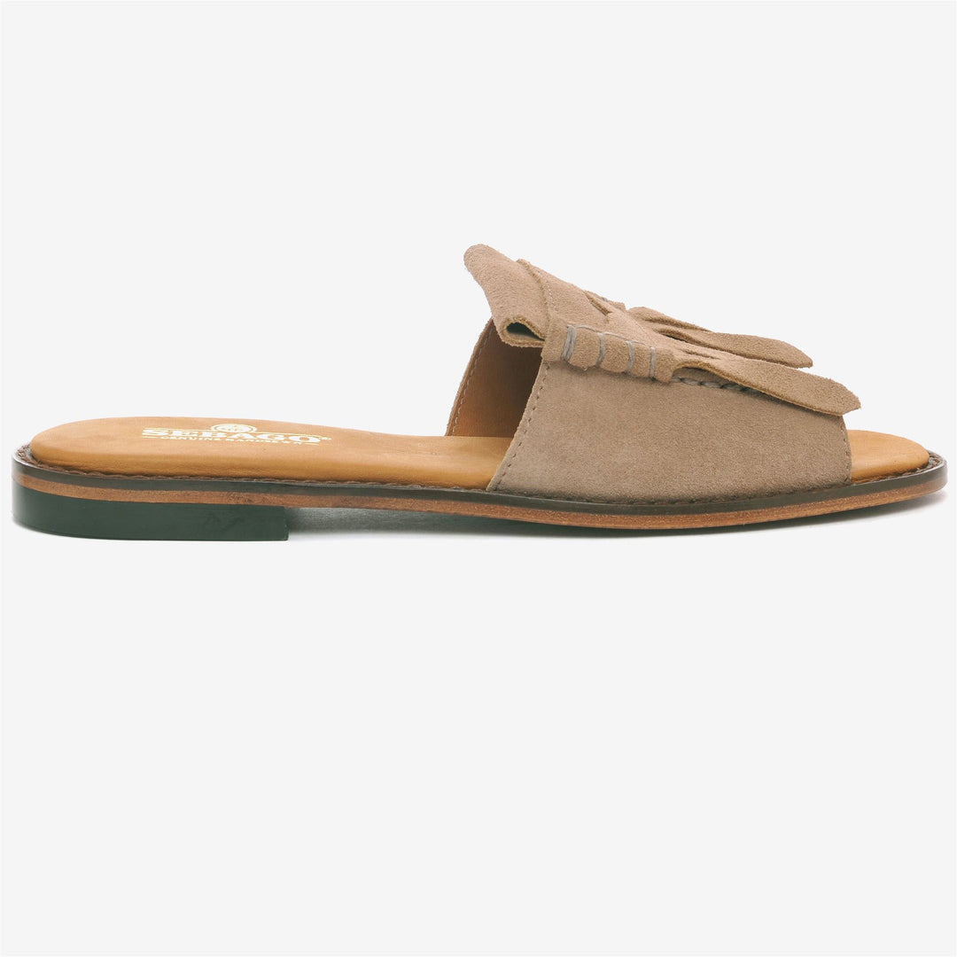 SLIDE FRINGES WOMAN - Sandals - Slip On - Woman - BEIGE CAMEL 01