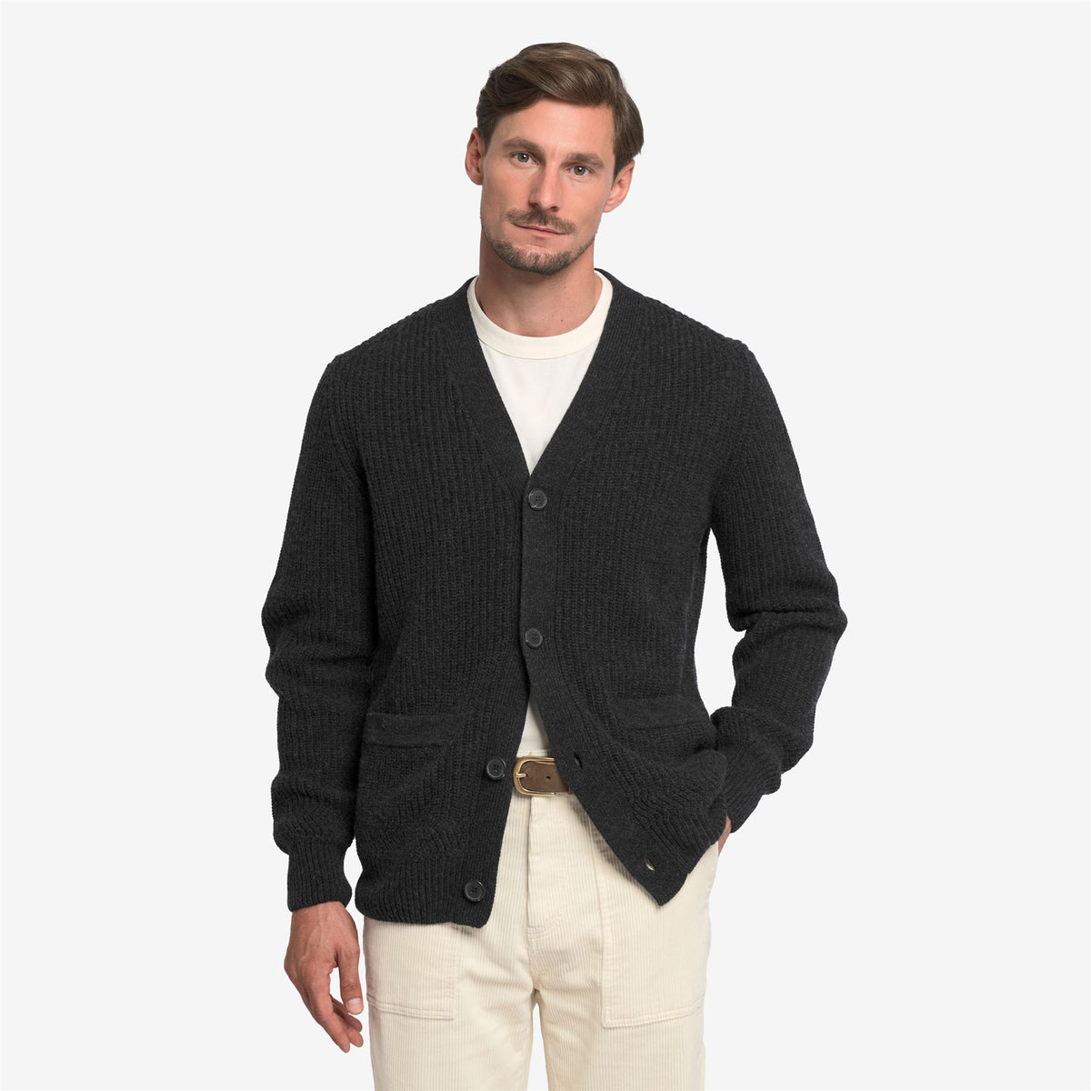 Grey Unisex Wool Cardigan