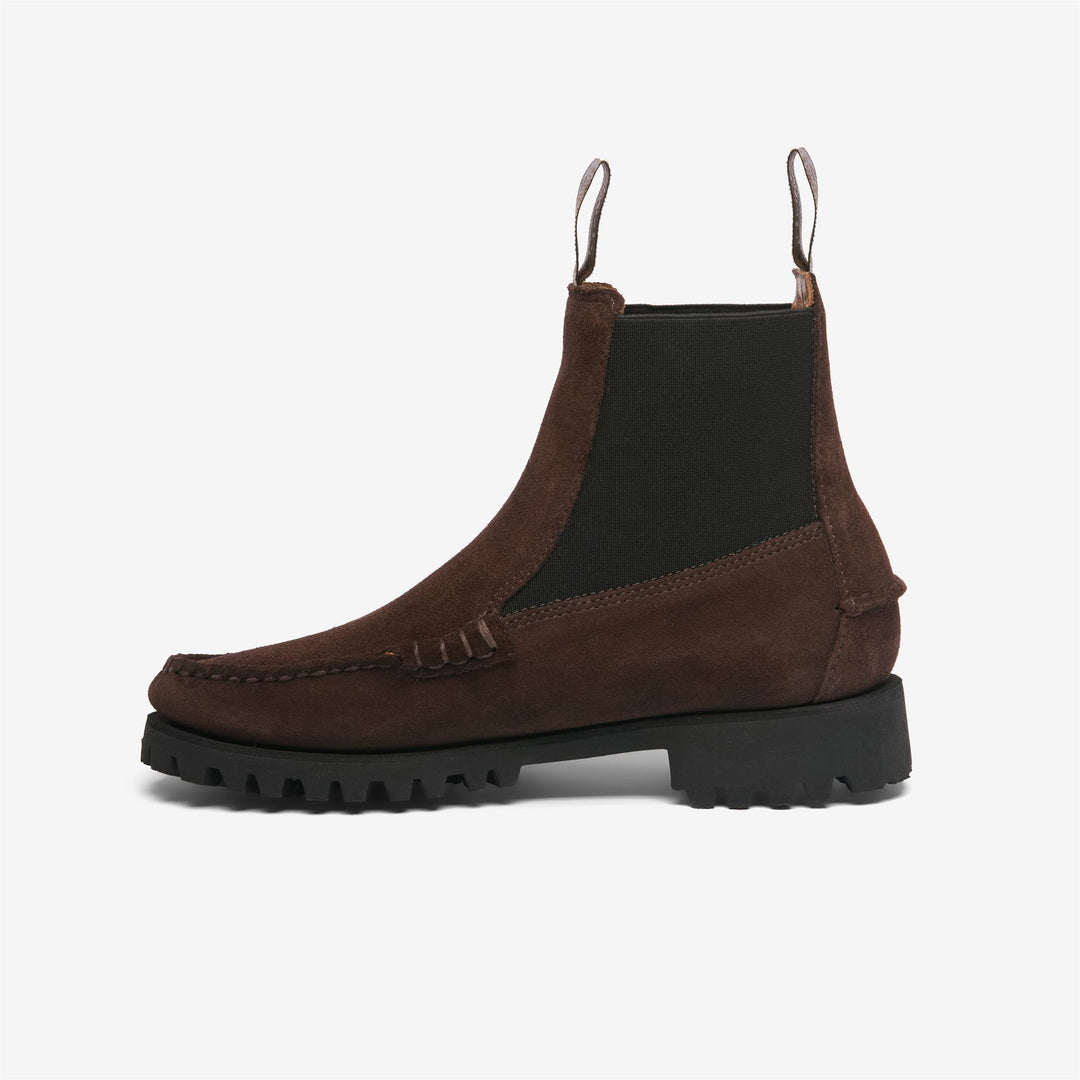 Dark Brown Women's Suede Chelsea Boots with Lug Sole main