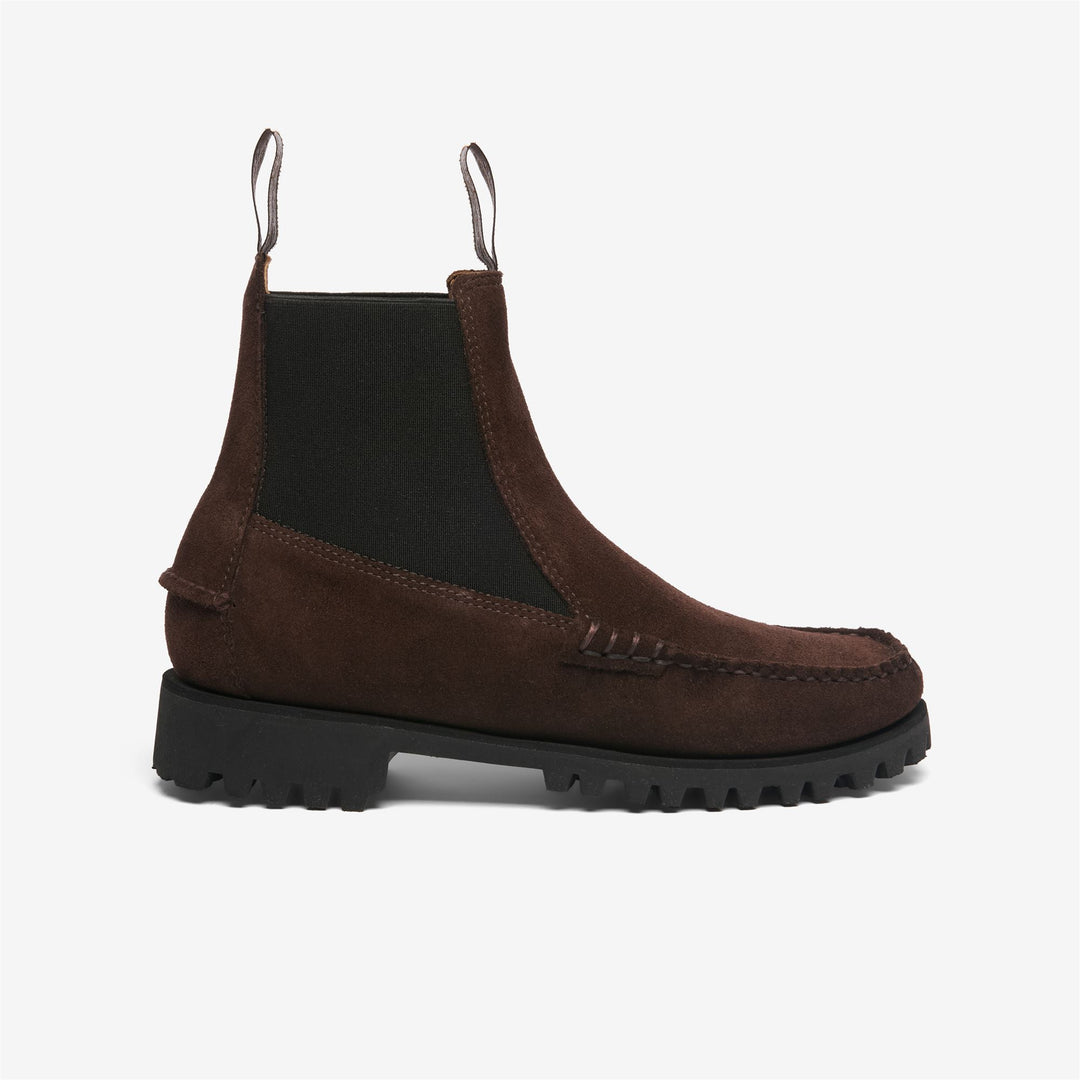 Dark Brown Women's Suede Chelsea Boots with Lug Sole 01
