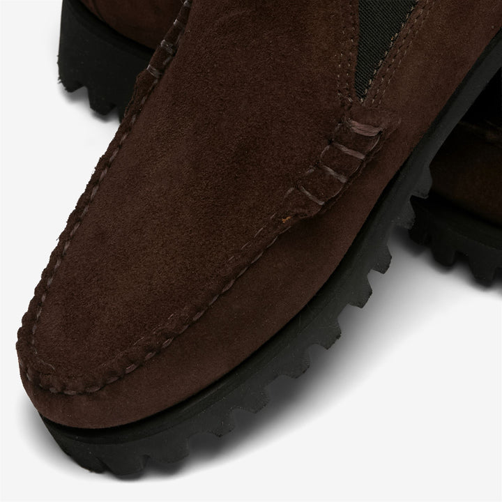 Dark Brown Women's Suede Chelsea Boots with Lug Sole 6