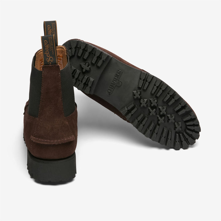 Dark Brown Women's Suede Chelsea Boots with Lug Sole 4