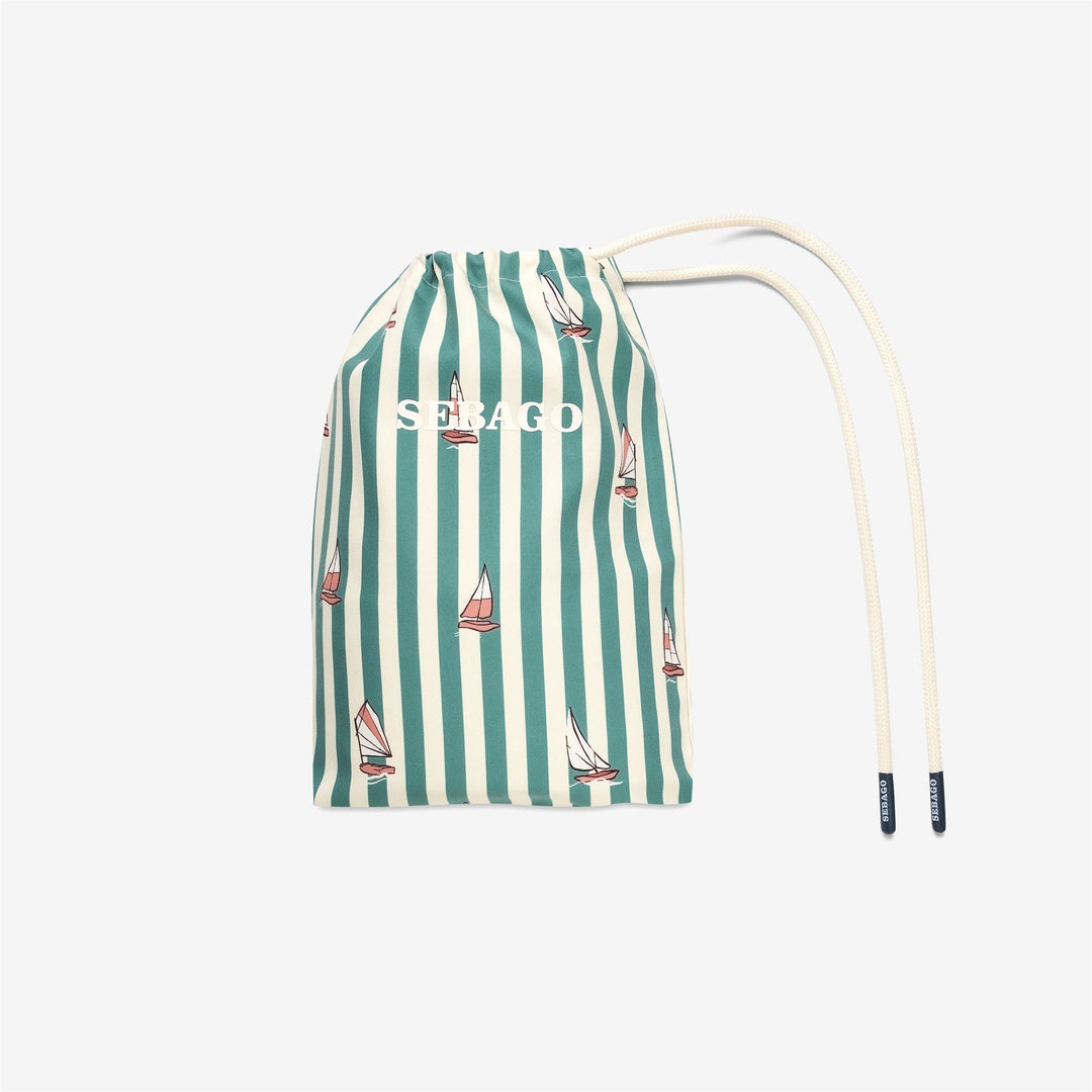 Off White Green Men's Nautical Swim Trunks with Quick-Dry Fabric main