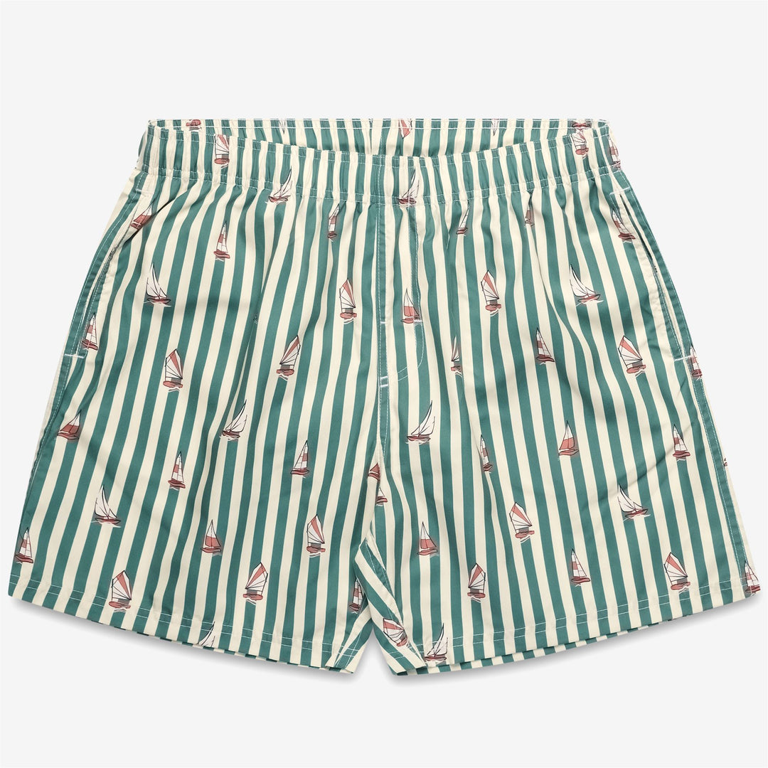 Off White Green Men's Nautical Swim Trunks with Quick-Dry Fabric 01