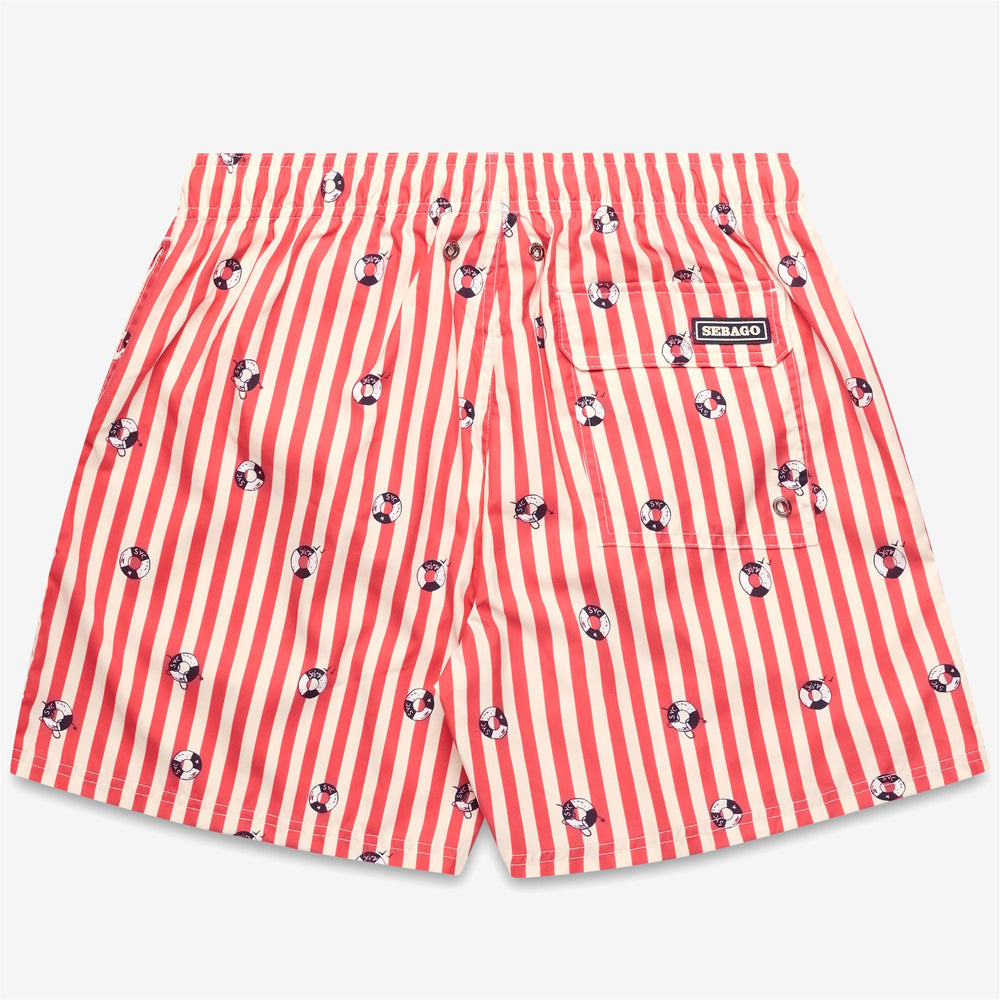 Off White Red Men's Nautical Swim Trunks with Quick-Dry Fabric 02